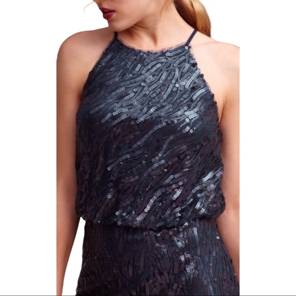 New Donna Morgan x BHLDN Alana 2, 8 & 10 Blue Sequin Maxi Gown - Picture 4 of 8